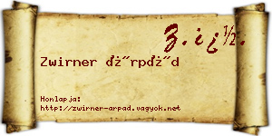 Zwirner Árpád névjegykártya